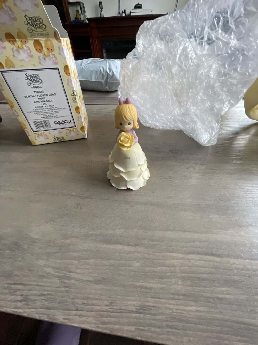 #X Precious Moments Monthly Flower Girls June Mini Bell Figurine Rose